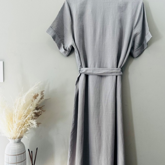 Wilfred Linen Button Down Shirt Dress (Light Gray) - Picture 4 of 9